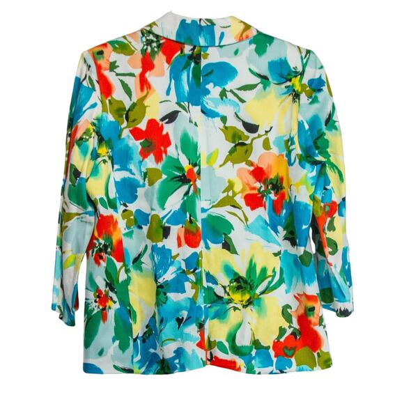 Women's Medium Petite NOTATIONS Hawaiian Print Lightweight Lined Blazer - Picture 2 of 4